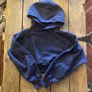 Tna Navy Blue Cozy Fleece Perfect Shrunken Hoodie XS